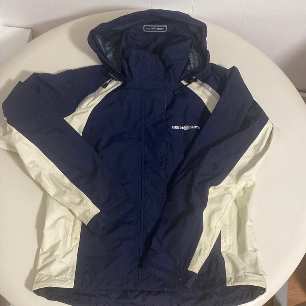 Vintage Henri Lloyd Dark Blue and Light Beige Jacket raincoat size S used as is’